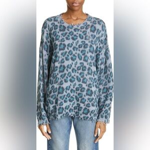 R13 Distressed Leopard Oversize Cotton Sweater NWT